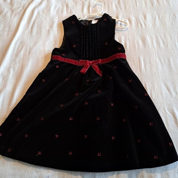 Gymboree girls size 8 black velvety dress with embroidered bows 2005 - Picture 1 of 7